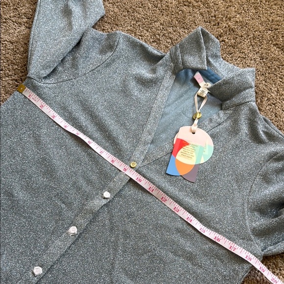 NWT Ted Baker Castelo Lurex Woven Metallic Shimmer Light Blue Button Down Shirt - Picture 8 of 9